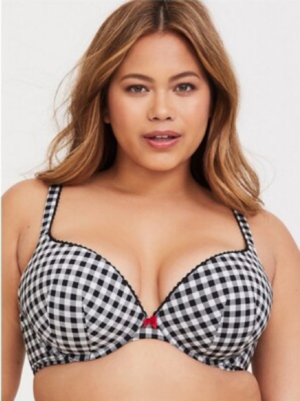 Torrid Black & White Gingham Push Up Plunge Bra - Size 42DD